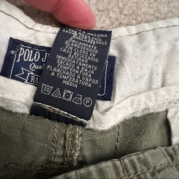 Vintage 1990s Polo Jeans Company 1967 Military Green Paratrooper Cargo Shorts - Picture 8 of 10